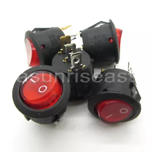 100 x Rund Rot Wippschalter SPST mit Neon Stromanzeige Licht Lampe 20mm - Bild 1 von 6