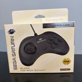 Retro-Bit Official SEGA Saturn Wired Controller Pad - Black SEALED-NEW