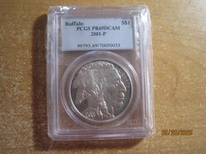 2001-P Buffalo Silver Dollar PCGS PR-69 DCAM - Picture 1 of 2