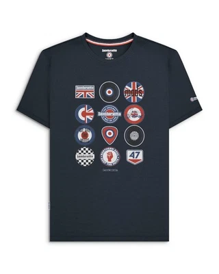 Lambretta Mens Multi Badges Mod Ska Casual T-Shirts - Image 1 of 4