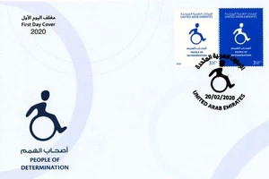 Silla de ruedas People of Determination discapacitados Emiratos Árabes Unidos Dubai rara coleccionable FDC - Imagen 1 de 1