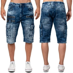 Cipo & Baxx Herren Shorts Bikerstyle Stone Washed 5-Pocket Rip Detail weiße Nähte - Bild 1 von 11
