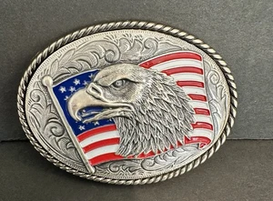 Hebilla de cinturón bandera americana y águila calva - Imagen 1 de 5