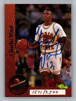 Clásico Superior Pix Charlie Ward 1995 Florida State Auto/2500 # 11063 Foto 1 de 2