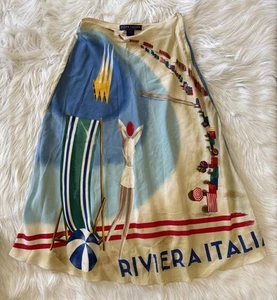 Maxi Falda Ralph Lauren Etiqueta Púrpura Riviera Italia Playa De Colección Seda Multicolor 6 - Imagen 1 de 9