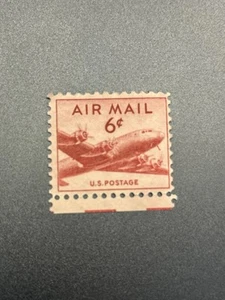 Rare Unhinged 1949 6 cent stamp DC-4 Skymaster Plane U.S. Postage Air Mail. - Picture 1 of 3