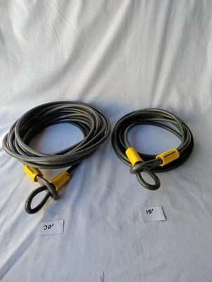 VINTAGE CRYPTO CABLE SECURITY LOCK SIZE 30'–15'x 3/8" BRAIDED WIRE CABLE  - Image 1 of 4