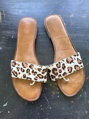 seychelles leopard cheetah animal print cowhide sandals  - Image 1 of 4