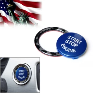Blue Engine Start Push Button Cover With Ring Trim For BMW E90 E92 E93 2009-2012 - Picture 1 of 12