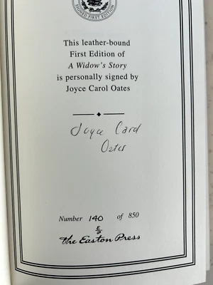 Joyce Carol Oates A Widow's Story Signed Easton Press Numbered First Edition - Image 1 of 4