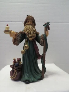 VICTORIAN LOOKING RESIN Santa With Walking Stick & A Gift Bag 9" - Picture 1 of 4