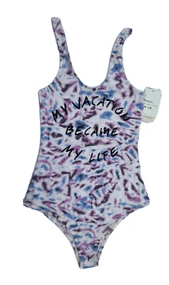 Body RVCA Mujer Colorido Estampado Toda la Noche con Tirantes Blanco Púrpura Talla XS M  Foto 1 de 4