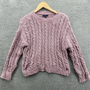 Maglione donna AMERICAN EAGLE taglia M rosa rosa maglia cavo manica lunga pull over - Foto 1 di 7