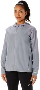 Asics Women's Medium Waterproof Jacket In Piedmont Grey/dusk Violet - Picture 1 of 6
