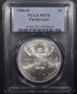 1996-D Paralympic Commemorative Dollar "PCGS MS70" *Free S/H After 1st Item* - Picture 1 of 4