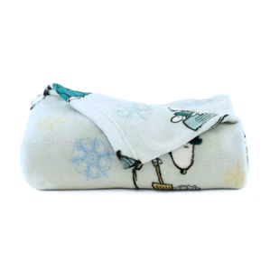 Peanuts Snoopy and Woodstock Carol of Bells Sledding Lightweight Throw Blanket - Picture 1 of 7
