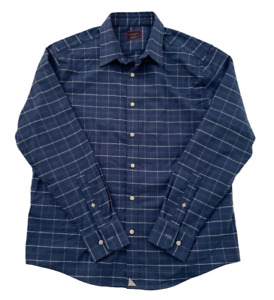 Untuckit Otranto Mens size L Blue Grid Soft Flannel Shirt Button Up Long Sleeve