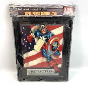 Marvel Comics Captain America Motivational Super Power Frame Litho Patriotism - Picture 1 of 15