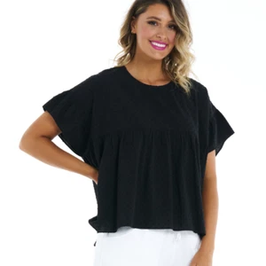 BETTY BASICS DANA TOP BLACK COTTON OVERSIZED TOP SIZE 8-22 - Picture 1 of 6