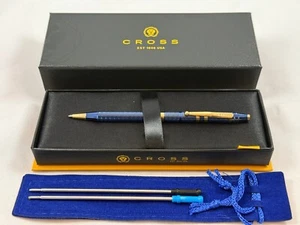 CROSS 175TH ANNIVERSARY CLASSIC CENTURY BLUE LACQUER BALLPOINT PEN 23K GOLD TRIM - Picture 1 of 11