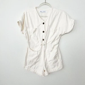 Zara Girls 11-12 Cream Safari Big Pocket Romper - Picture 1 of 8