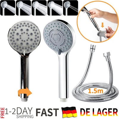 Duschkopf Hochdruck Handbrause Duschbrause Wassersparend mit 1.5m Schlauch 5Modi - Bild 1 von 4
