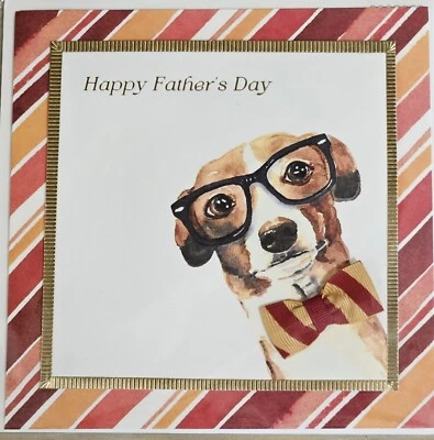 PAPYRUS FELIZ DIA DOS PAIS CACHORRO CACHORRO COM GRAVATA BORBOLETA E CARTÃO DE ÓCULOS DE LEITURA - Imagem 1 de 4