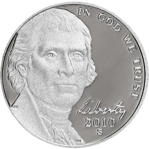 2010 S Jefferson Nickel Gem Deep Cameo Proof Coin Cover