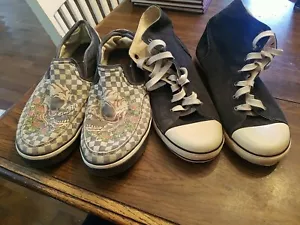 2 pair(VTG) AVIREX SNEAKERS CANVAS/SUEDE BLACK/BEIGE MENS SIZE 11.5 /12 - Picture 1 of 12
