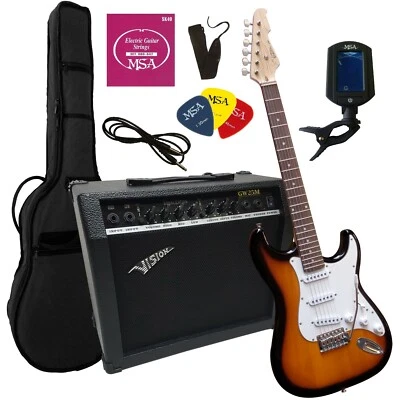 E-Gitarre ST5 SUNBURST,SET, 45.Watt VERSTÄRKER mit Mikrofoneingang, Zubehör,25M  - Bild 1 von 4
