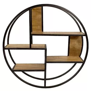 Wandregal Hängeregal Bücher Regal Bücherbord 80 x 80 x 20 cm Metall schwarz Holz - Bild 1 von 9