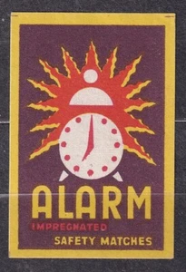 POLAND 1956 Matchbox Label Export - Cat.E#061a. ALARM IMPREGNATED SAFETY MATCHES - Picture 1 of 1