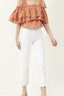 NWT STORETS Jeans RINDA WHITE Distressed Flare Stretch MID Rise ZIp Fly sz XS S