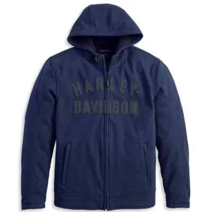 Harley Davidson Men's XL Deflector Hooded Riding Fleece Navy 97135-23vm - Picture 1 of 19
