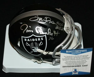 Jim Plunkett Tom Flores signed Blaze Mini Helmet, Oakland Raiders, Beckett BAS - Picture 1 of 4