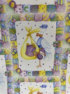 American Greetings Babyparty Geschenkpapier 8 Quadratfuß Storch-Stil #02704 - Bild 1 von 6