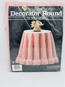 Vintage Decorator Round Tablecloth Ruffle Table Cover 70" Rose New - Picture 1 of 5
