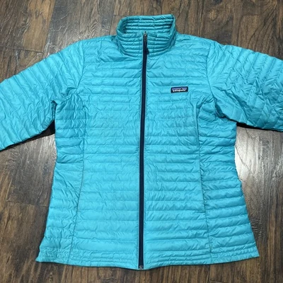 Casaco feminino Patagonia ultraleve suéter acolchoado camisa jaqueta grande GG azul - Imagem 1 de 4