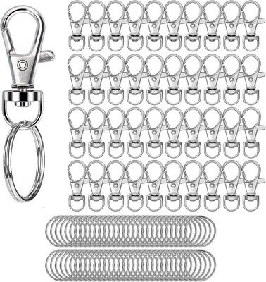 Mousqueton Porte Clef Métal 80 PC Anneaux Porte Clé,Porte-clés Rotatif, Attache  - Photo 1/4