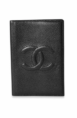 Chanel Caviar Cuero CC Timeless Passport Holder Cubierta Negro Foto 1 de 4
