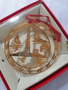 Isola di Caccia SC Faro Ornamento Nazioni Tesori Finitura Oro 24kt Ottone - Foto 1 di 11