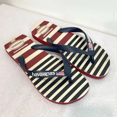 Sandalias Chanclas Havaianas Para Mujer 7/8 Para Hombre 6/7 Bandera EE. UU. Rojo Blanco Azul Foto 1 de 4