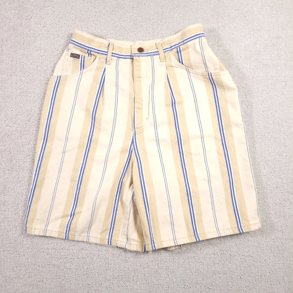 复古 Lee Riders 西部短裤女式 12 中号复古垂直条纹美国制造 — 第 1/4 张图片