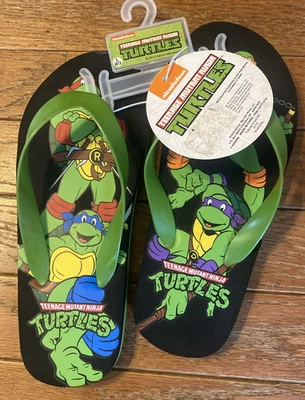 Teenage Mutant Ninja Turtles TMNT Boys Flip Flop Sandals L 2/3 NEW with Tags - Image 1 of 4
