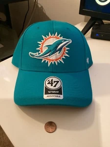 NFL '47 MVP Brand Baseball Cap Mütze MIAMI DOLPHINS Backstrap blau verstellbar NOS - Bild 1 von 3