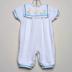 Pagliaccetto intero vintage bambino Dior giraffa con bavaglino anni 90 taglia 0-3 mesi - Foto 1 di 9