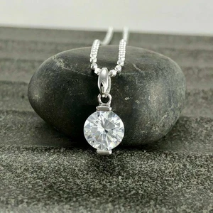1.20 Ct Round Cut Diamond Simulated Solitaire Pendant Gift 925 Sterling Silver - Picture 1 of 4