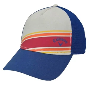 Callaway Golf Hat Stripe Snapback Cap Mesh Back Adjustable Blue White Red OSFA - Picture 1 of 5