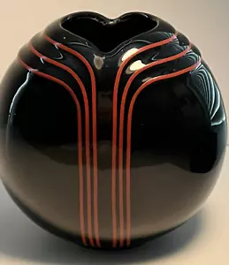 Jarrón vintage Art Deco TOYO negro rojo adorno años 80 Japón porcelana - Imagen 1 de 13