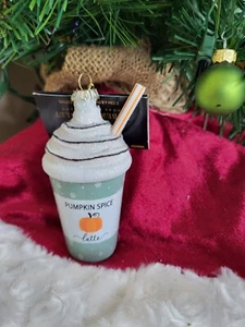 Robert Stanley Pumpkin Spice Latte w/ Straw Christmas Tree Hanging Ornament NWT - Picture 1 of 2